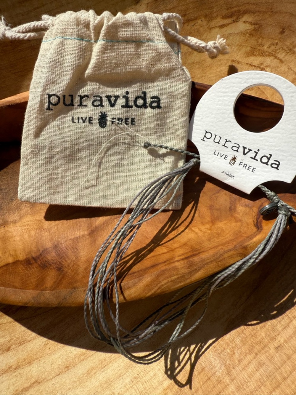 Pura Vida Gray Braided Bracelet with Branded Pouch